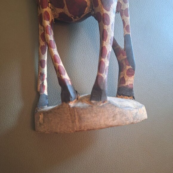 Giraffe Carved Wooden Statue Kenya African Safari Animal - Picture 4 of 7